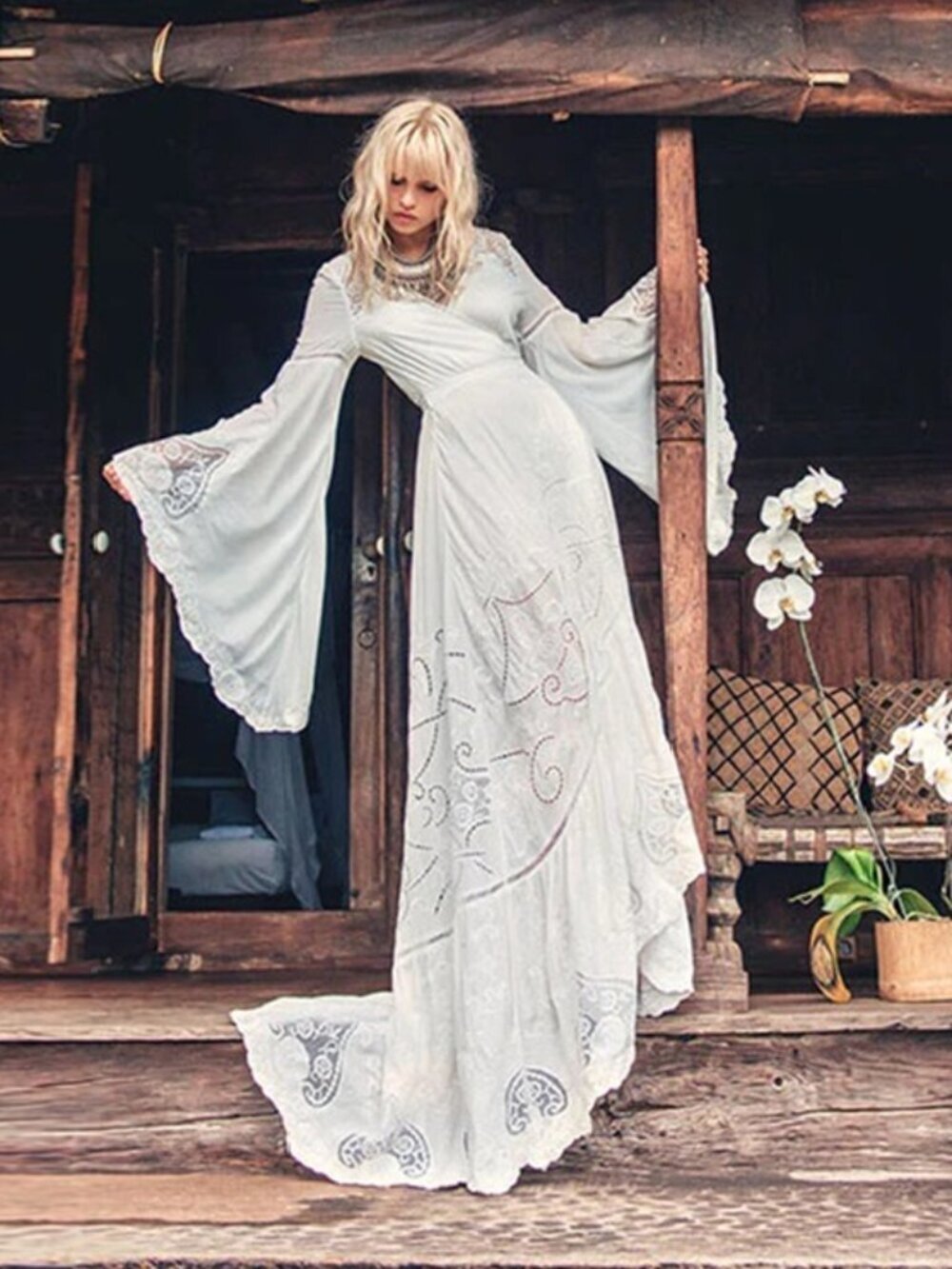 Spell & The Gypsy Collective Gwendolyn Gown XS Spell Bride Wedding Dress Kimono‎